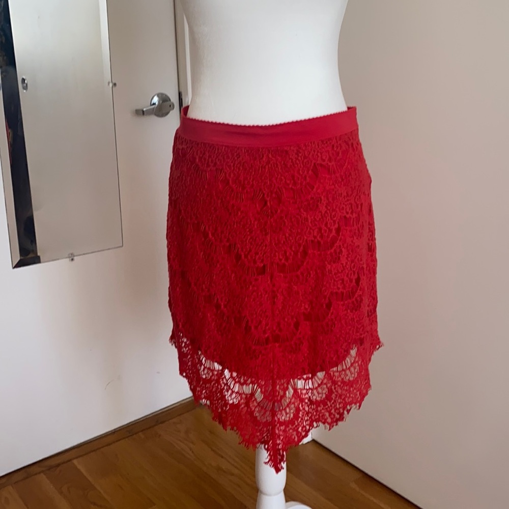 Free People lace stretch skirt red summer